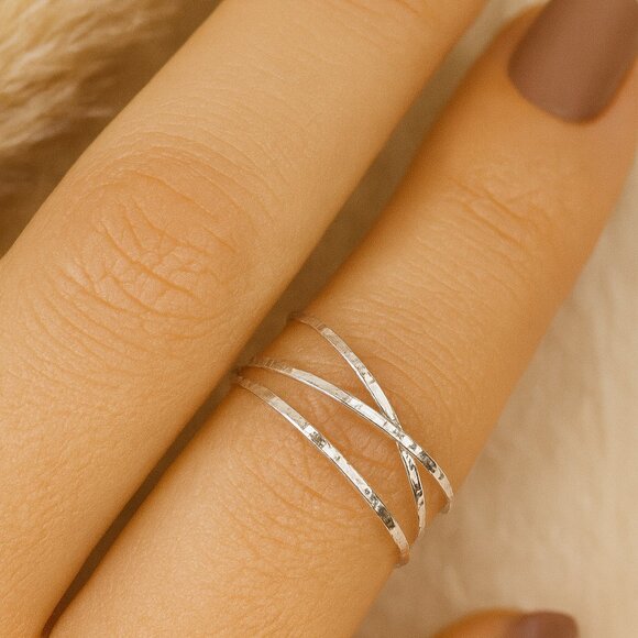 Sterling Silver Fidget Ring – Anxiety Spinner Ring – Minimalist Trinity Ring - Picture 2 of 4